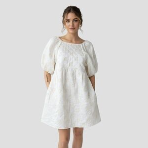 NWT Kimchi Blue Astrid Quilted Puff Sleeve Mini Dress - Romantic Cottagecore - M